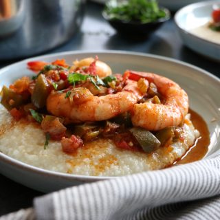 Creole Shrimp and Grits + A Giveaway! A fresh, faster, delicious spin on a Southern food classic from the Add A Pinch cookbook. You've got to try this recipe!