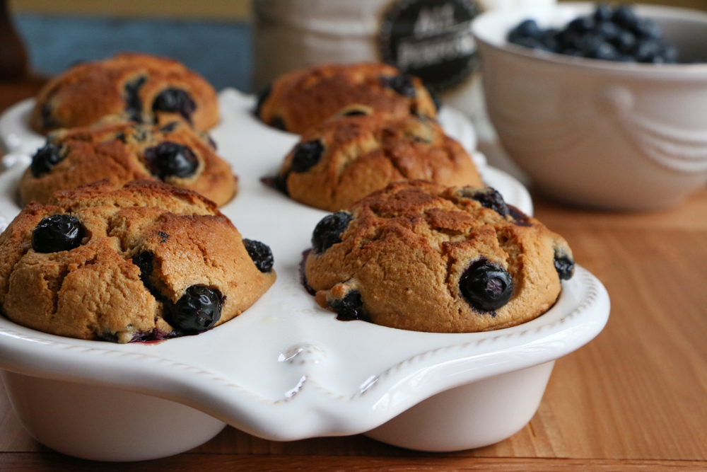 Healthy Blueberry Almond Muffins made with White Lily all-purpose baking flour! The perfect blend of almond flour, coconut sugar and big, juicy blueberries bursting with flavor! You have to try these!
