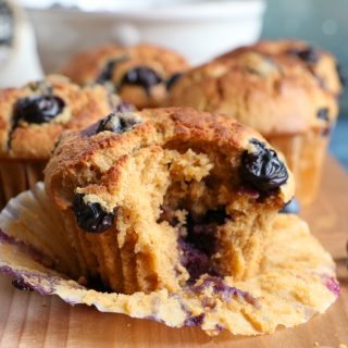 Healthy Blueberry Almond Muffins made with White Lily all-purpose baking flour! The perfect blend of almond flour, coconut sugar and big, juicy blueberries bursting with flavor! You have to try these!