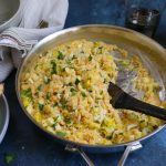 Four Cheese Risotto with delicious in-season zucchini and summer squash! Have this amazing one-pot dinner on the table in under 25 minutes!