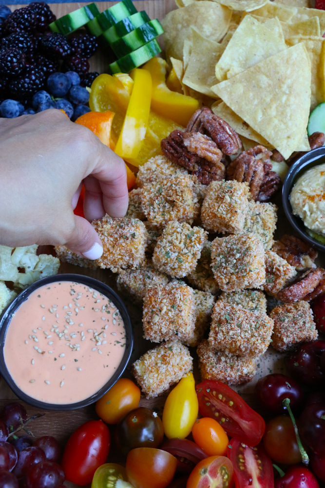 Baked Popcorn Tofu!&nbsp;Entertaining or having friends over? Or, simply want to put together a delicious snack board? Change it up a little and give this Baked Popcorn Tofu a try!