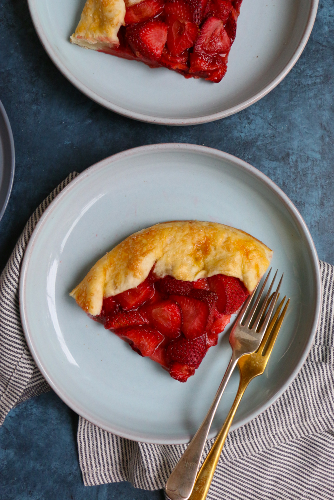 Plates with slices of Strawberry Galette.