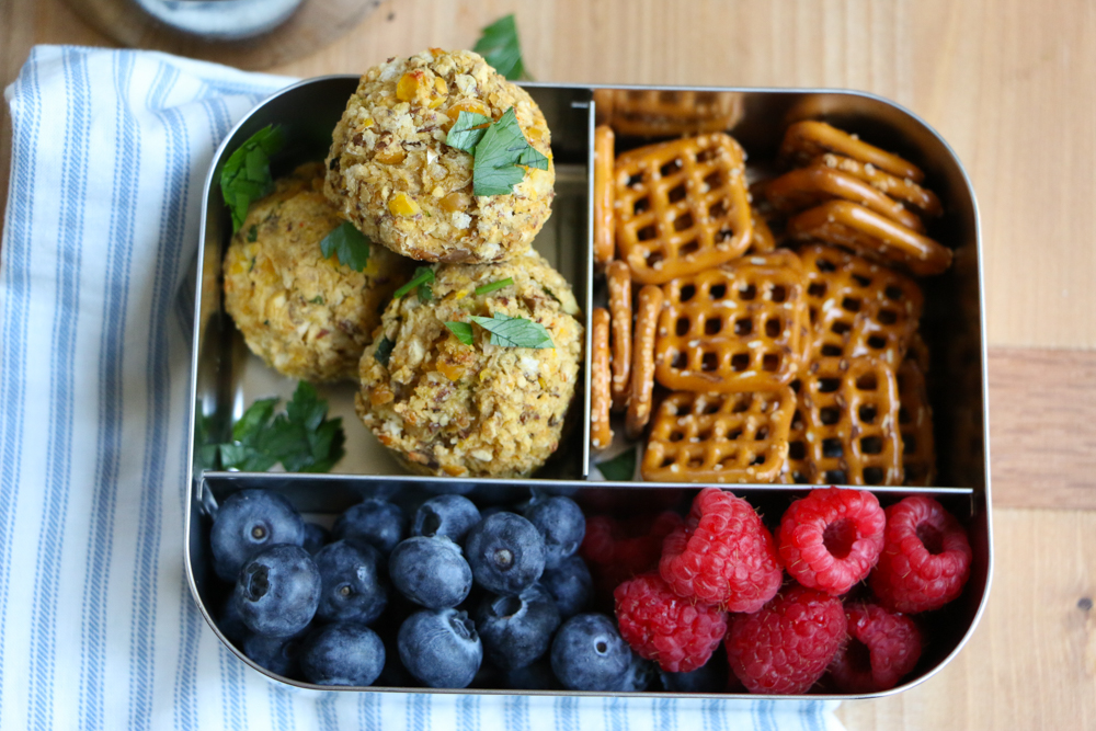 Chickpea Veggie Meatballs! Packed with chickpeas, eggplant, zucchini, flax and more, these are a great option to pack into your child's lunch!