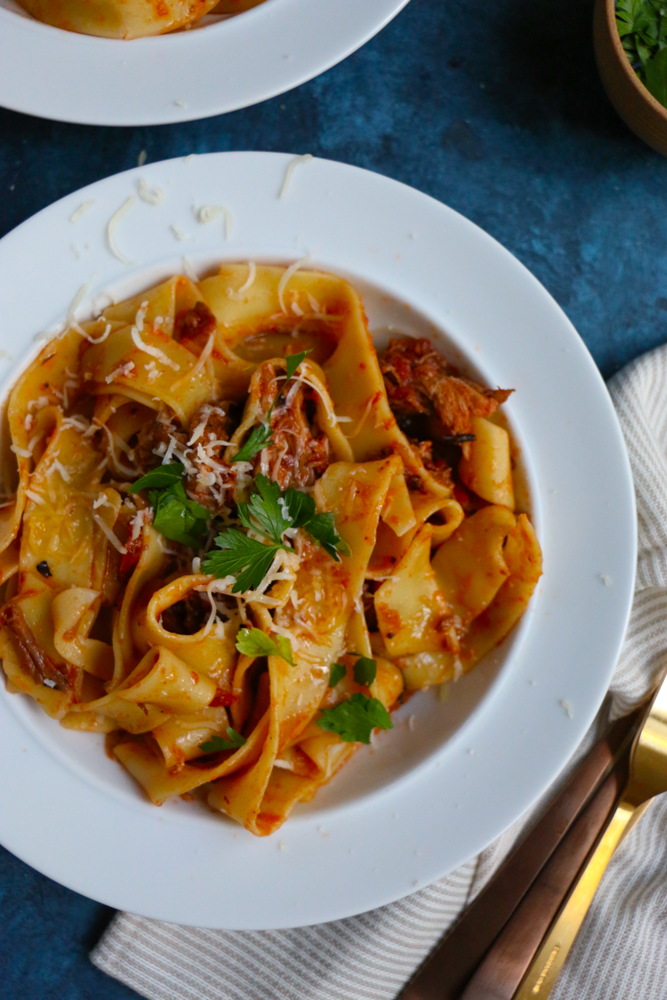Pork Shoulder Ragu + A Le Creuset Giveaway! • Hip Foodie Mom