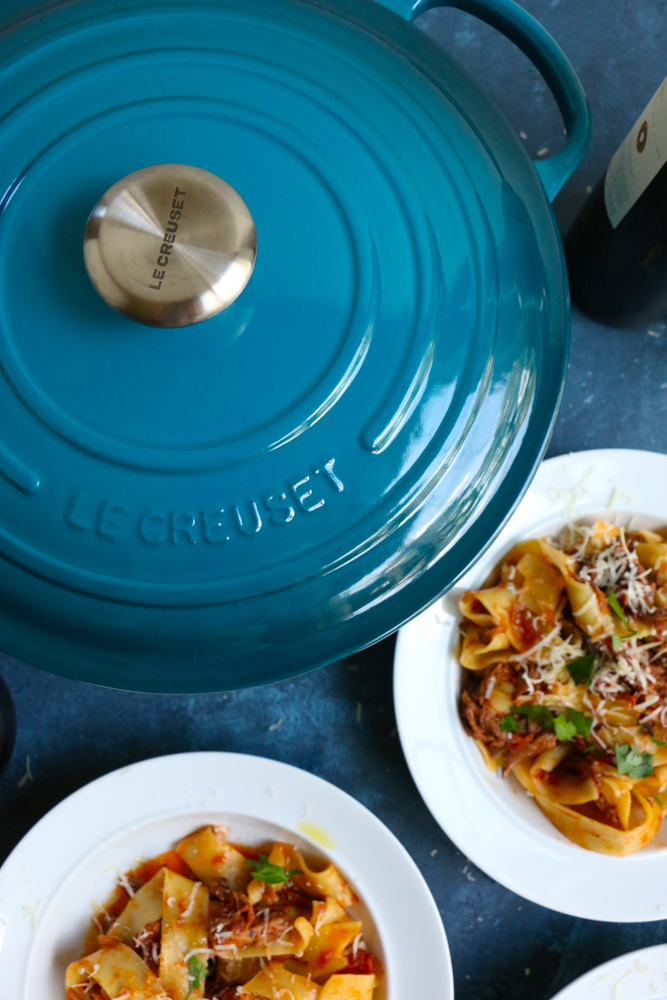 Delicious Pork Shoulder Ragu with pappardelle pasta! Takes some time but it's well worth it! Your kitchen will smell amazing and your family will be asking for seconds! I hope you give this recipe a try!