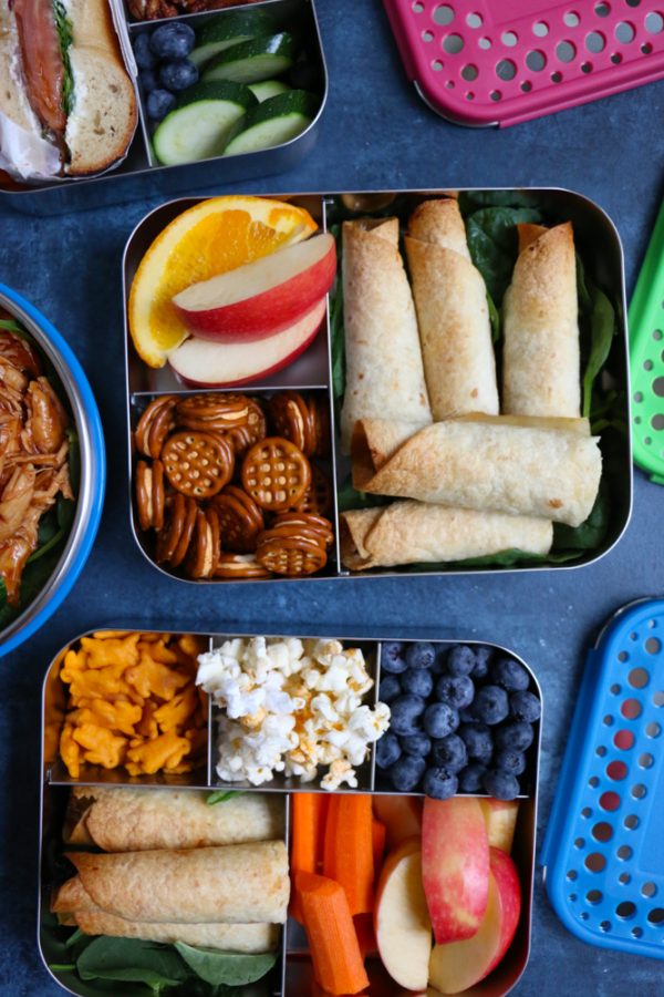Chicken Veggie Taquitos + A Giveaway! BBQ baked shredded chicken and sauteed vegetables, rolled up into crispy, delicious BAKED taquitos! Great for packing into school lunches!