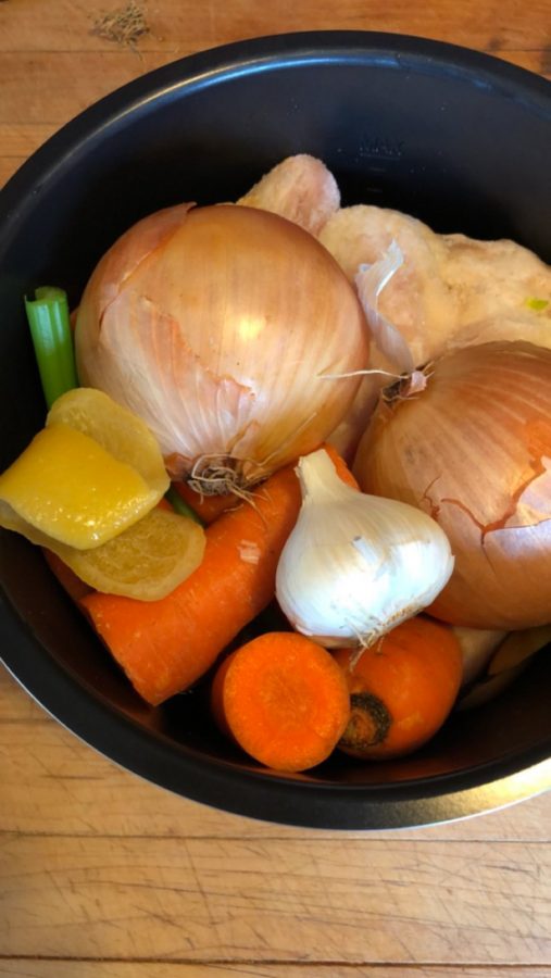 Homemade chicken stock in a pressure cooker! Delicious, easy to make and only takes 40 minutes in a pressure cooker! This is the most important ingredient a home cook can have!