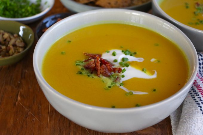Butternut Squash and Apple Soup, made in a pressure cooker! So rich in flavor and packed with goodness, you won't believe how easy this is to make and so delicious!
