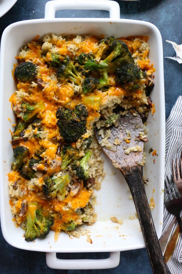 White Cheddar Broccoli Rice Casserole • Hip Foodie Mom