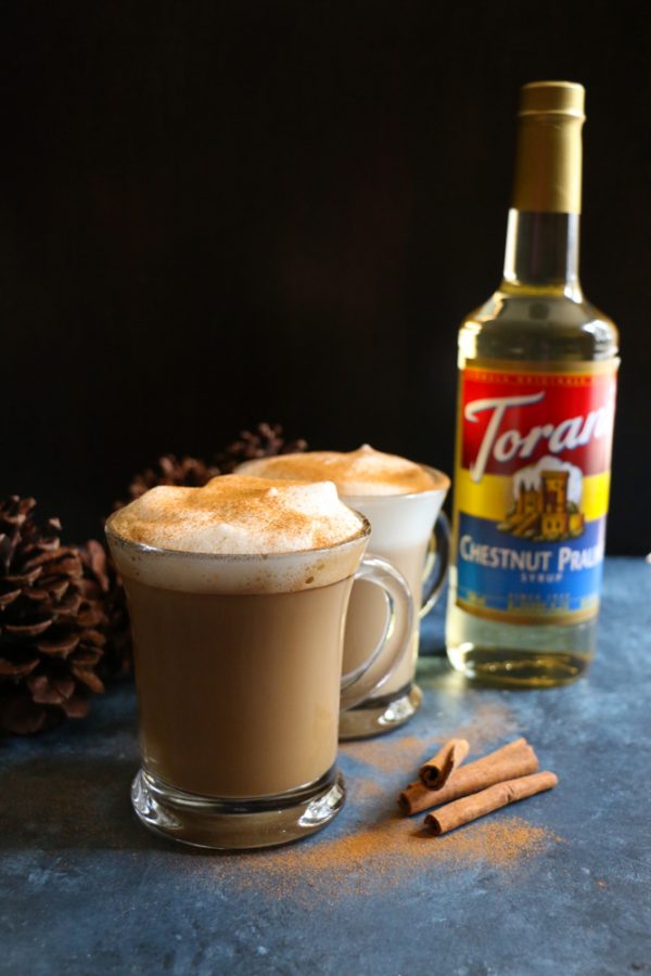 Chestnut Praline Latte! Ring in the season with this delicious and flavorful latte! Tastes like caramelized chestnuts with brown sugar pralines! So good!