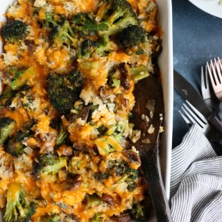 White Cheddar Broccoli Rice Casserole! Make this hassle-free, delicious and filling casserole. It’s so easy to make and baked to perfection!