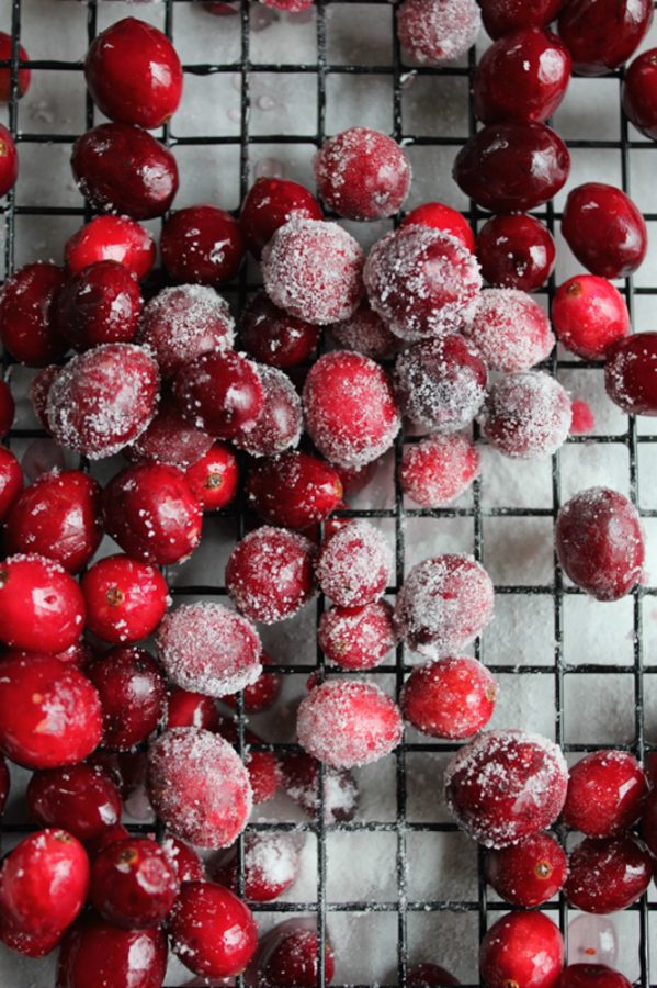 Sugared cranberries! The easiest, most festive way to decorate a holiday dessert, cocktail, or just to munch on!