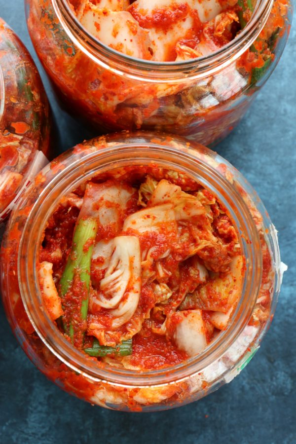 vegan kimchi in a jar