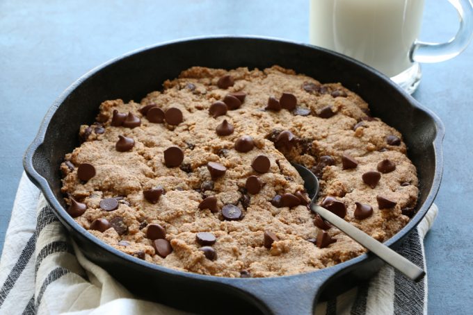 paleo chocolate chip skillet cookie