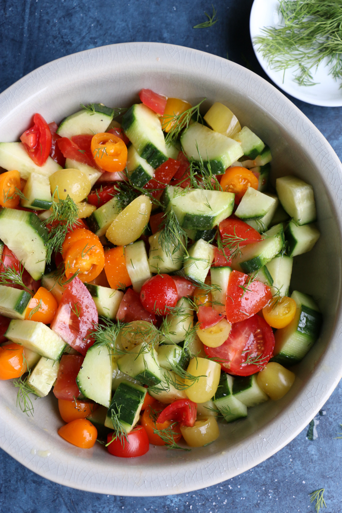 Super Simple Cucumber Tomato Salad • Hip Foodie Mom
