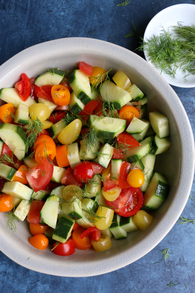 Super Simple Cucumber Tomato Salad • Hip Foodie Mom