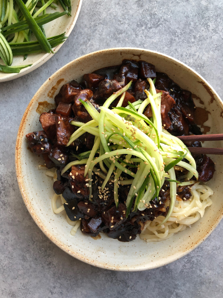 Jajangmyeon: Korean Black Bean Noodles + Video | Hip Foodie Mom