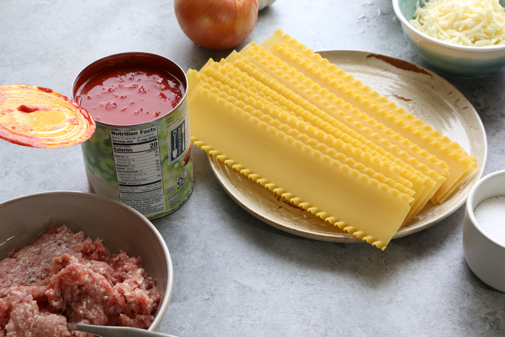 One Pan Skillet Lasagna made with Italian sausage, mozzarella cheese, Land O Lakes&reg; Butter with Canola Oil and more! So easy and delicious! 