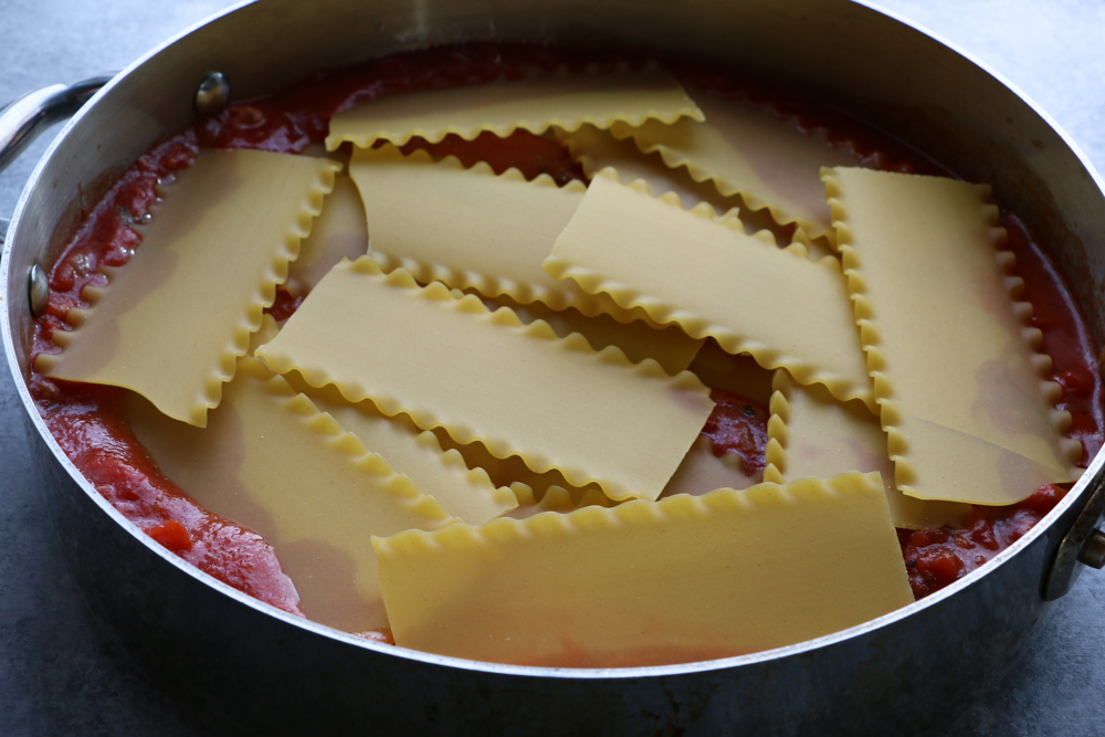 One Pan Skillet Lasagna made with Italian sausage, mozzarella cheese, Land O Lakes&reg; Butter with Canola Oil and more! So easy and delicious! 