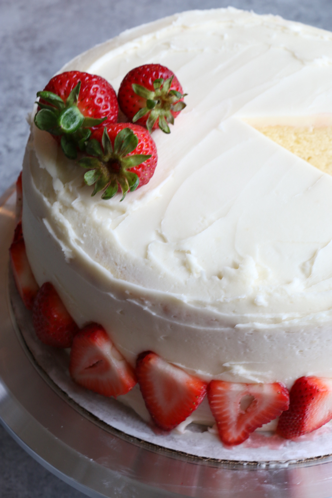 Vanilla Layer Cake with Strawberries • Hip Foodie Mom