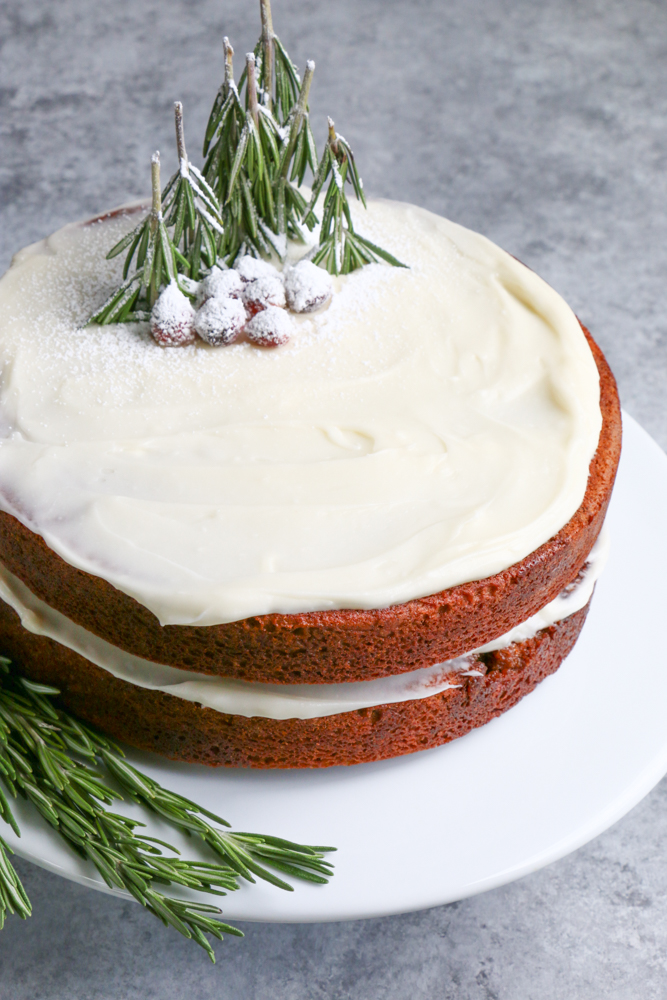 Holiday Gingerbread Layer Cake! This gingerbread layer cake with cinnamon cream cheese frosting is simply perfect for Christmas celebrations.