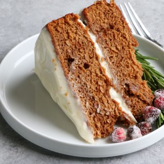 Holiday Gingerbread Layer Cake! This gingerbread layer cake with cinnamon cream cheese frosting is simply perfect for Christmas celebrations.
