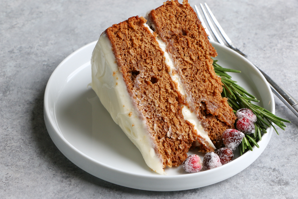 Holiday Gingerbread Layer Cake! This gingerbread layer cake with cinnamon cream cheese frosting is simply perfect for Christmas celebrations.