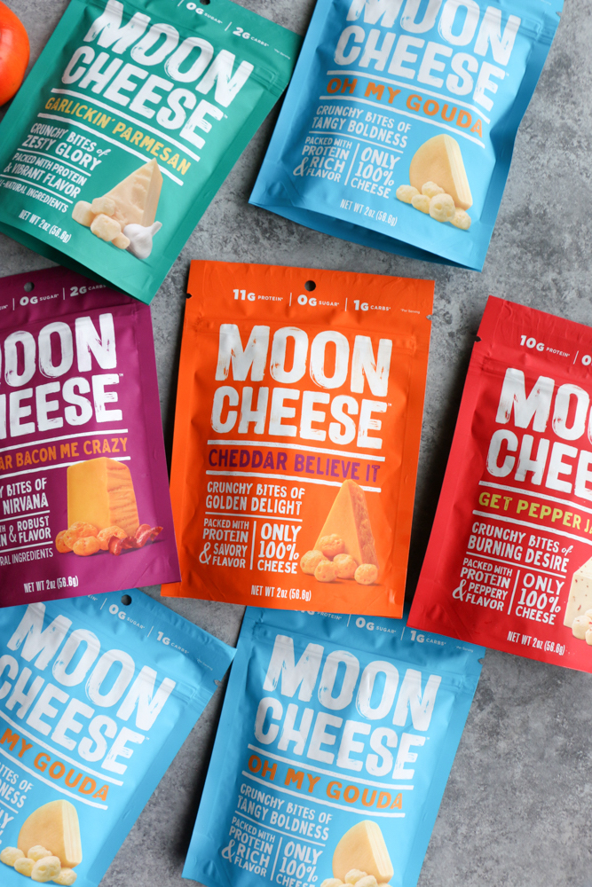 Ultimate Cheese Snack Board with Moon Cheese! Crunchy, delicious and made only from 100% cheese, you’ve got to try some!