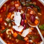 Minestrone Soup! Loaded with fresh vegetables, beans, and pasta, this soup is so comforting and delicious. No fail flavor booster included!