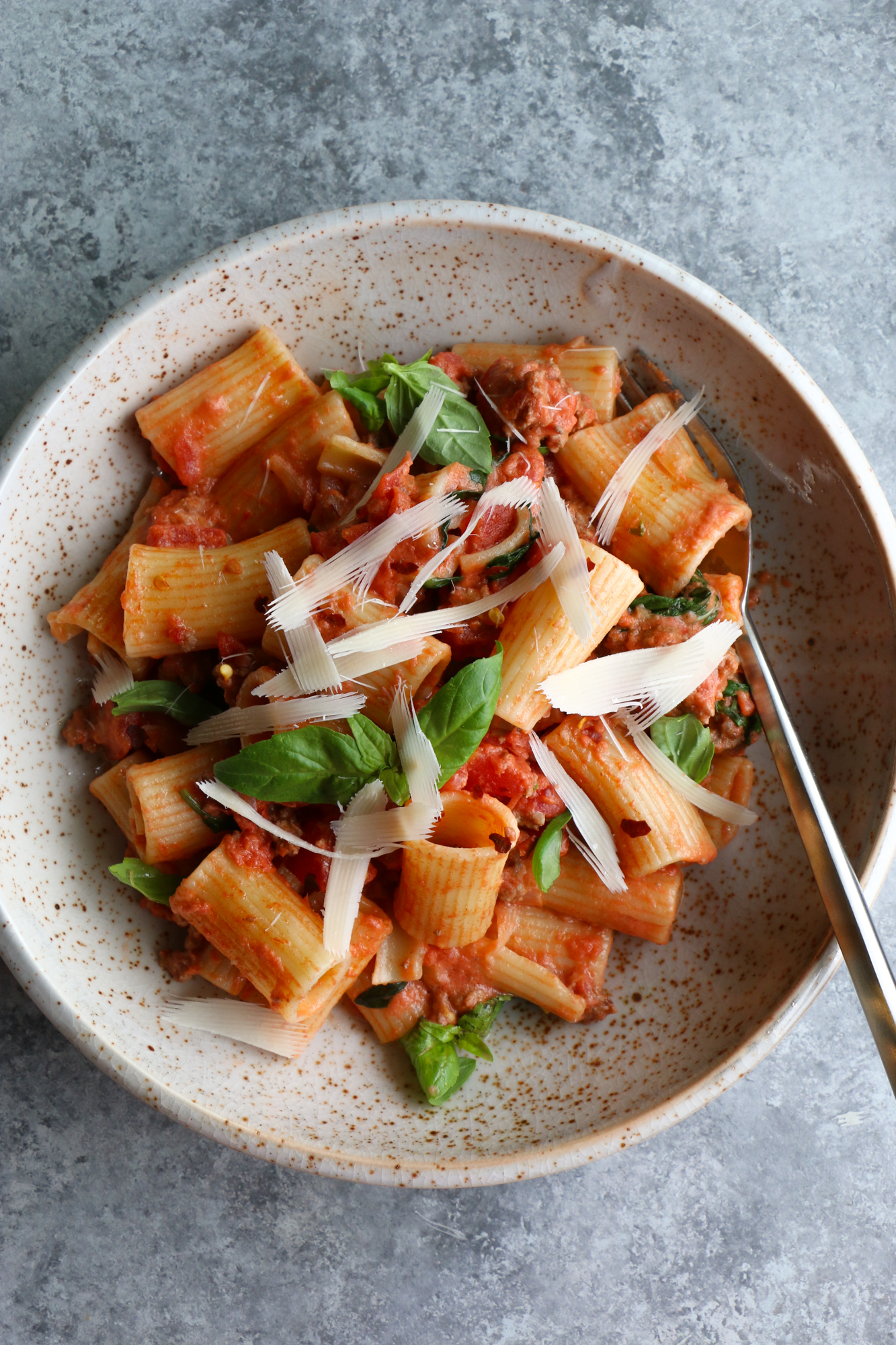 Creamy Rigatoni Pasta! The Easiest Pasta You'll Ever Make. Using all pantry staples, plus an onion, garlic and heavy whipping cream or milk. We are all in this together.