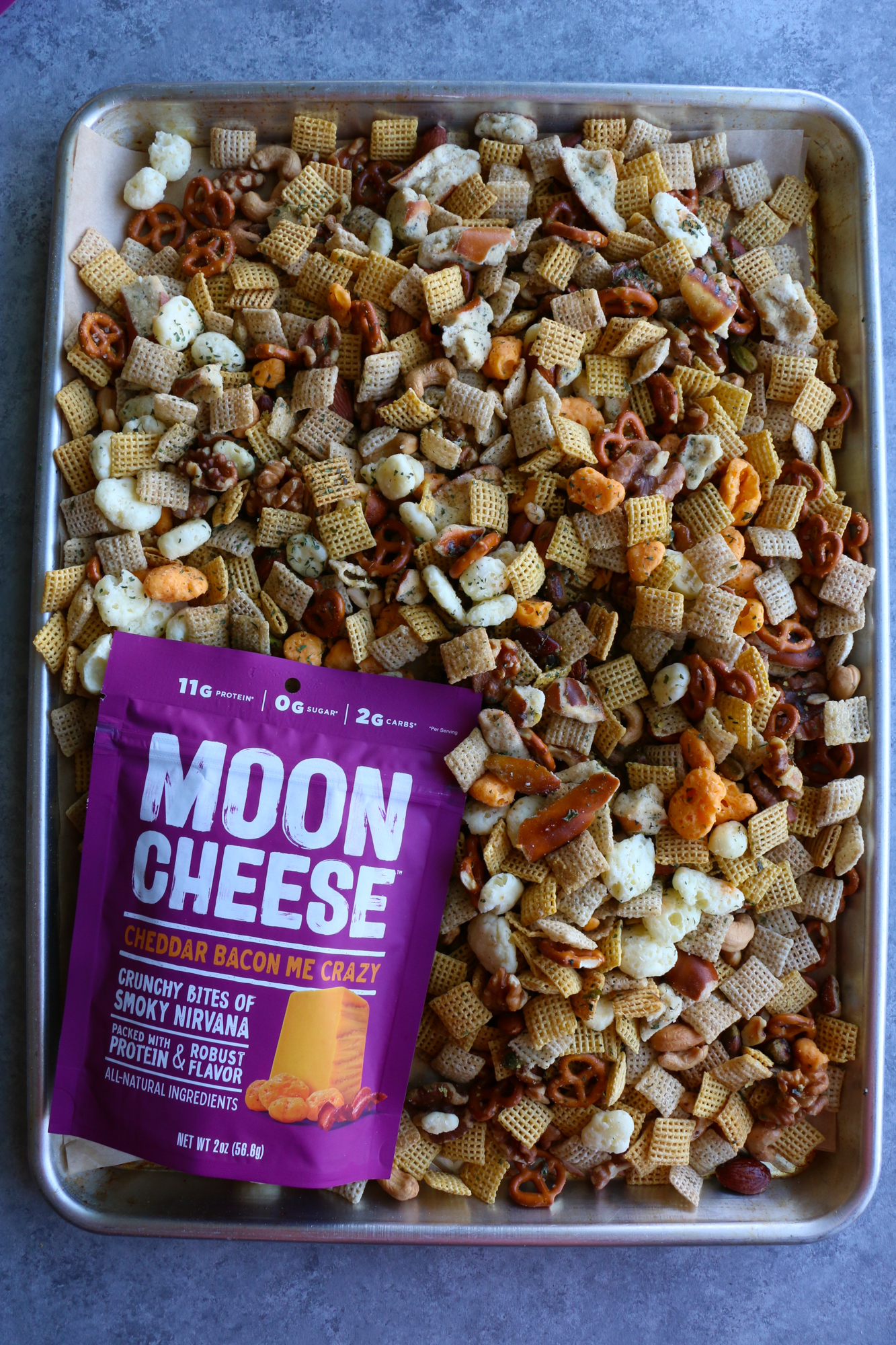 Moon Cheese Chex Snack Mix! Whether you need a snack on-the-go, a snack to keep at your desk at work, an after work out snack or just a big bowl of deliciousness for a movie night at home, we hope you try this recipe! It’s so good!