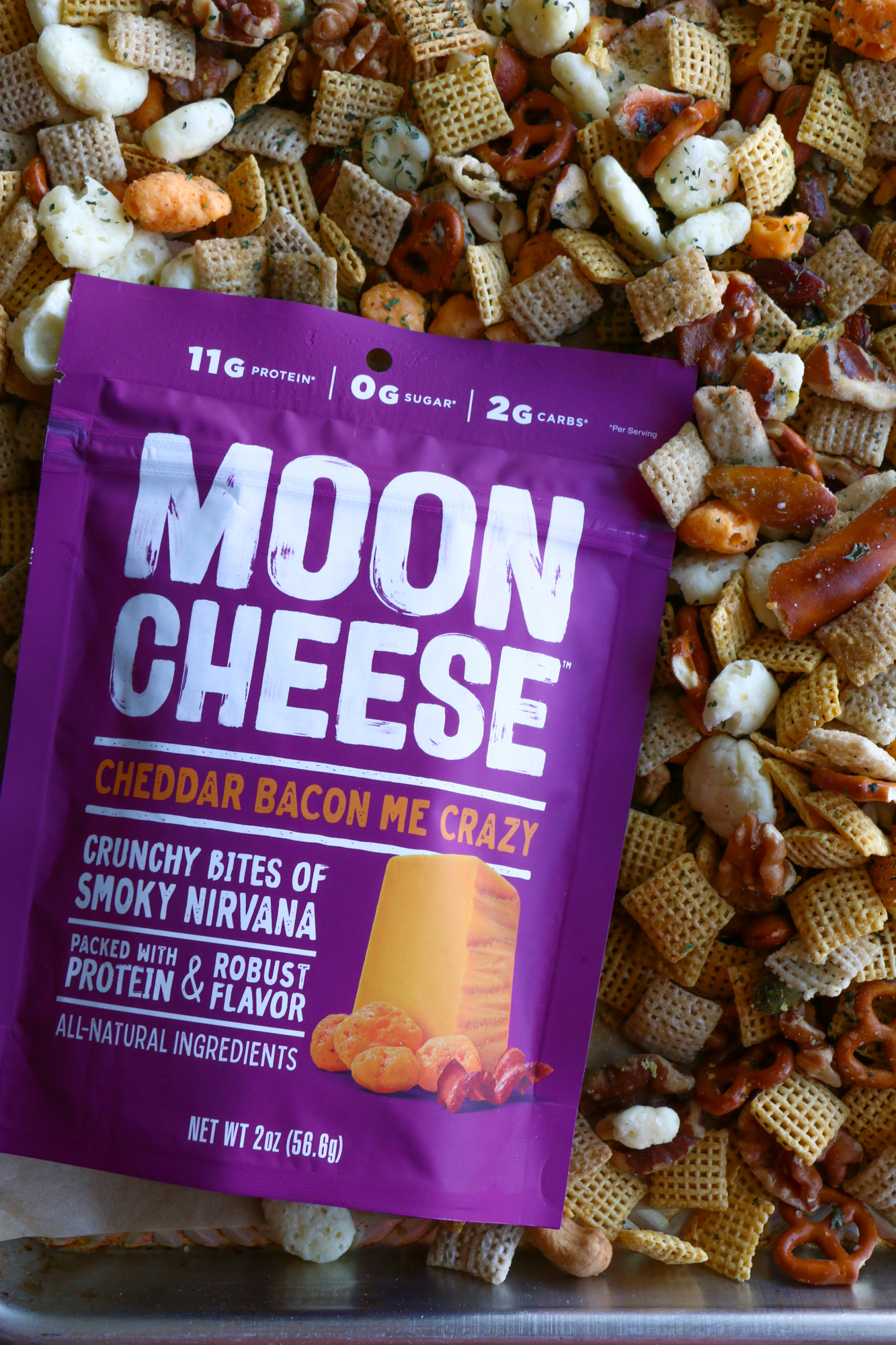 Moon Cheese Chex Snack Mix! Whether you need a snack on-the-go, a snack to keep at your desk at work, an after work out snack or just a big bowl of deliciousness for a movie night at home, we hope you try this recipe! It’s so good!