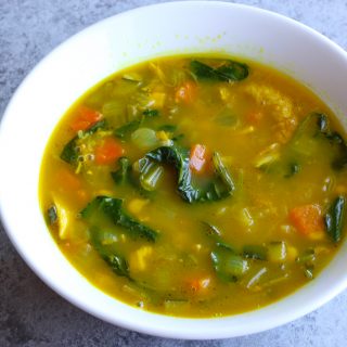 Immunity Boosting Turmeric Chicken Soup with carrots, onions, zucchini, kale and more! This soup packed with immune system boosters!