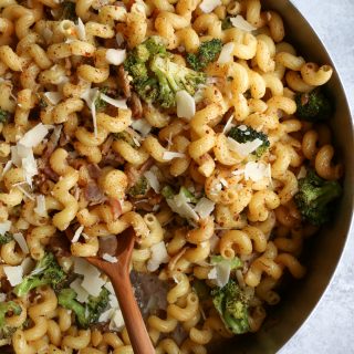 Cavatappi with Bacon and Roasted Broccoli. Quick, flavorful and so easy to make! We hope you give this recipe a try!