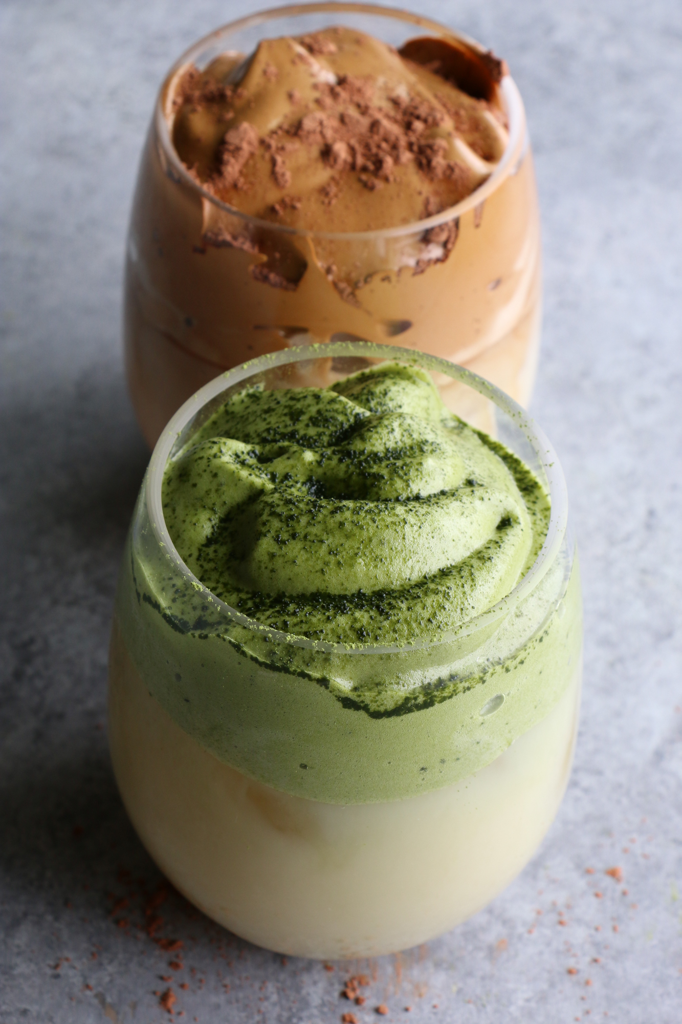 Dalgona Coffee + Whipped Matcha! The coffee sensation that is all over the internet! Dalgona coffee is the whipped coffee and I also made a whipped matcha version! They are both so good!