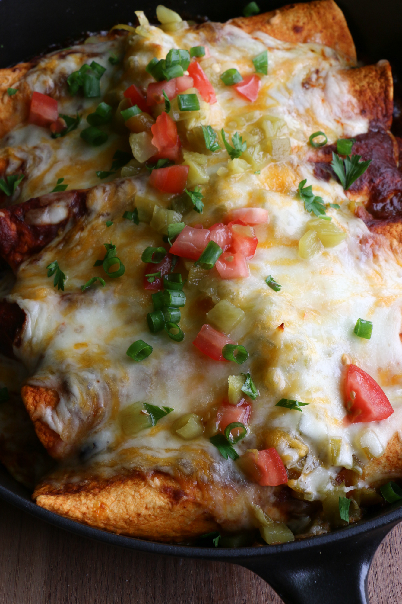 Chicken and Black Bean Enchiladas! Small batch enchiladas made with flour tortillas, roast chicken, black beans and a red enchilada sauce, these are so good!
