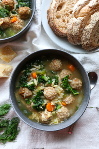 Weeknight Italian Wedding Soup using delicious, oven baked Rosina Foods Italian Style Meatballs! So delicious, and such a huge time saver!