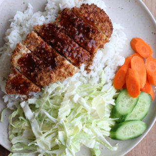 Air Fryer Chicken Katsu using no oil at all! Crispy, flavorful and so delicious! If you're looking for ways to eat healthier this January, I hope you check out the recipe!