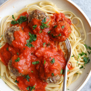 Sheet Pan Meatballs! So delicious and so easy to make! This recipe uses a combination of lean ground beef and Italian sausage. 