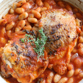 Stewed Chicken with Tomatoes and White Beans. Hearty, delicious and warming to your body, these are all the things I want in the fall. 