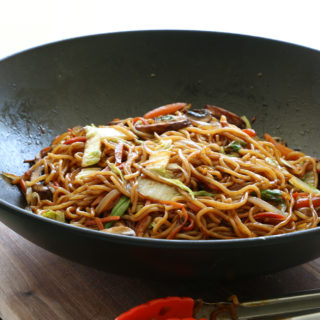 Vegetable Lo Mein with Cabbage and Mushrooms. Once you have all of your ingredients prepped, this comes together really quickly!