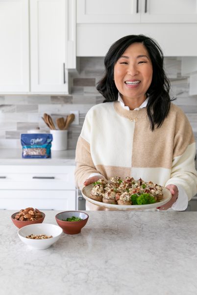 Bacon Pecan Garlic Mushrooms