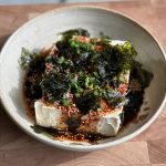Easy Silken Tofu With Soy Dressing! The easiest no-cook tofu dish ever! Dressed with a spicy soy sauce dressing, this dish is so delicious!