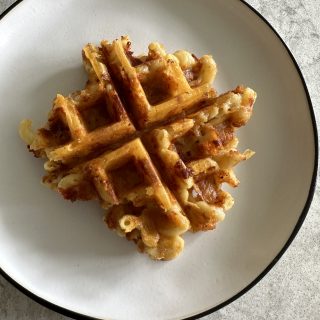 Mac and Cheese Waffles! A fabulous way to use up leftover macaroni and cheese! Crispy, crunchy and so good!