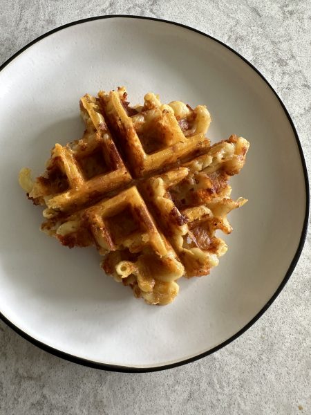 Mac and Cheese Waffles! A fabulous way to use up leftover macaroni and cheese! Crispy, crunchy and so good!
