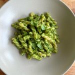 Basil Arugula Pesto Recipe! Parmesan, lemon, garlic and more, this is a delicious and vibrant pesto that goes deliciously with pasta!