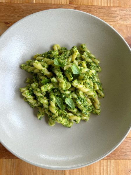 Basil Arugula Pesto Recipe! Parmesan, lemon, garlic and more, this is a delicious and vibrant pesto that goes deliciously with pasta!