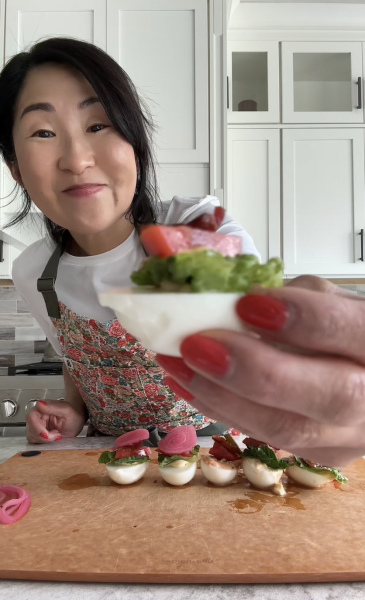Bacon Lettuce Tomato eggs, or BLT eggs! Make this delicious egg flight and enjoy! Serve this as an appetizer or high protein snack.