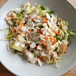 Asian style chopped salad with chicken and a sesame ginger dressing!! You're going to want to make this dressing in bulk, it's so good! 