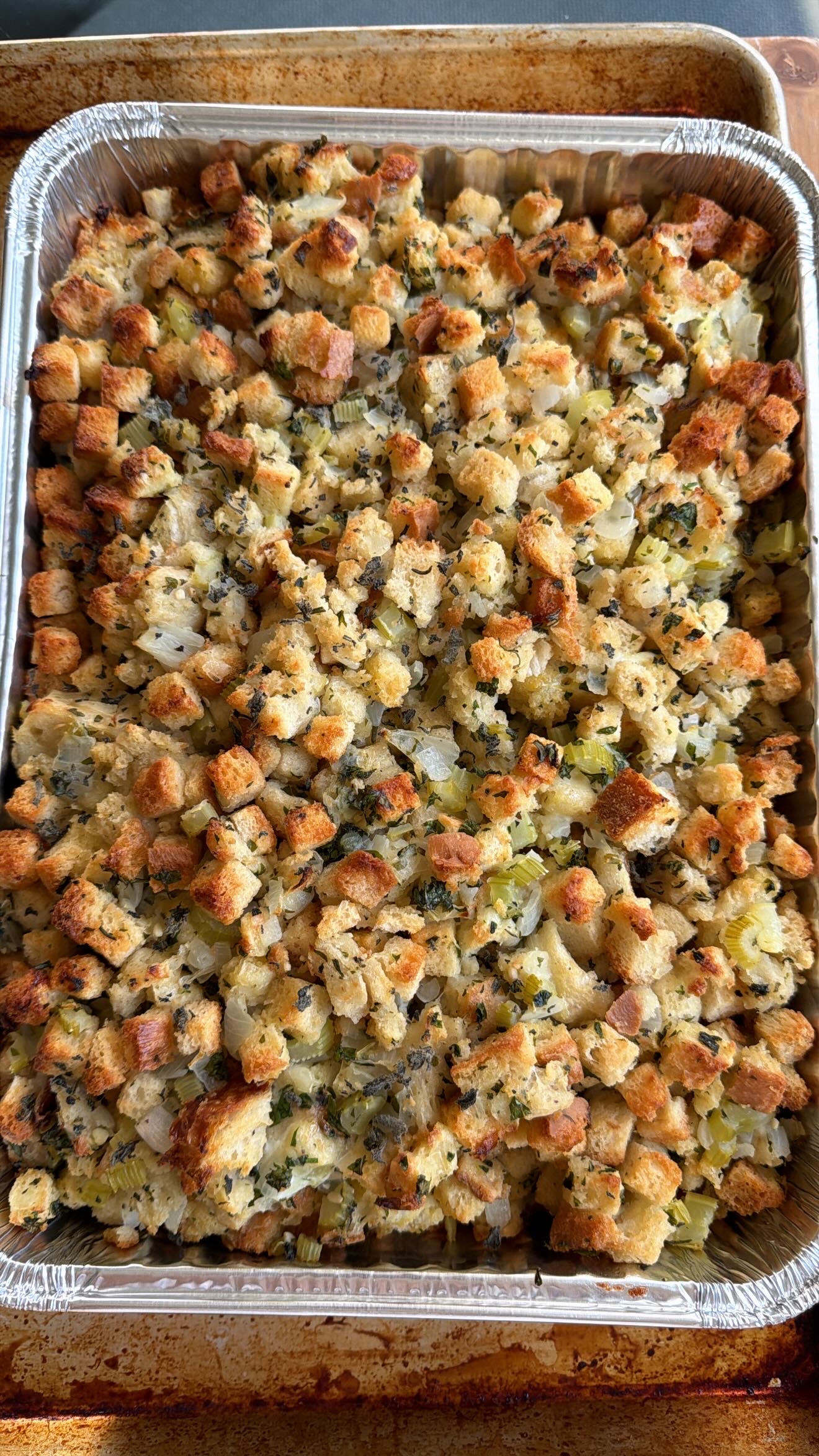 Super Simple Herb Stuffing! Fresh rosemary, sage and parsley mixed with butter, garlic and more! This stuffing is absolutely delicious!&nbsp;